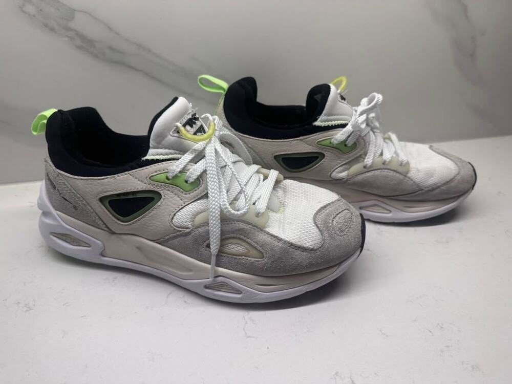 Puma Men’s 9.5 TRC Blaze The Triangle White Green Glare Sneakers